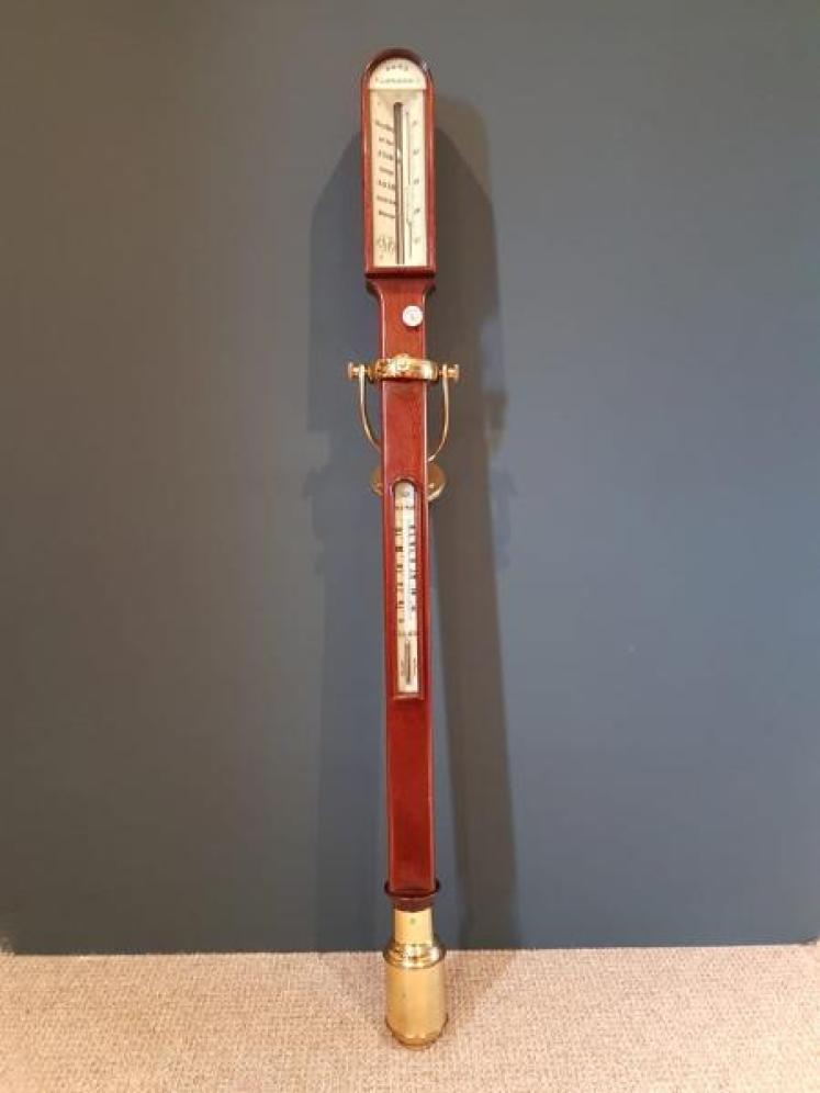 Superb Antique Mahogany Marine Stick Barometer on Gimble - Image 1