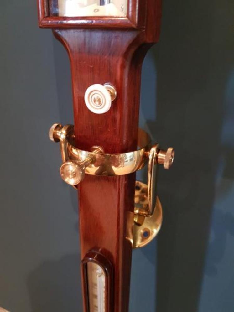 Superb Antique Mahogany Marine Stick Barometer on Gimble - Image 3