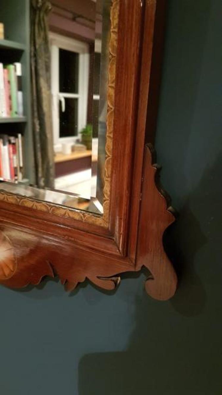 Antique Mahogany Sheraton Inlaid Wall Mirror - Image 2