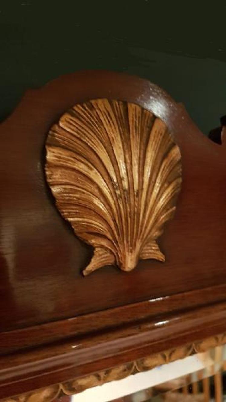 Antique Mahogany Sheraton Inlaid Wall Mirror - Image 3
