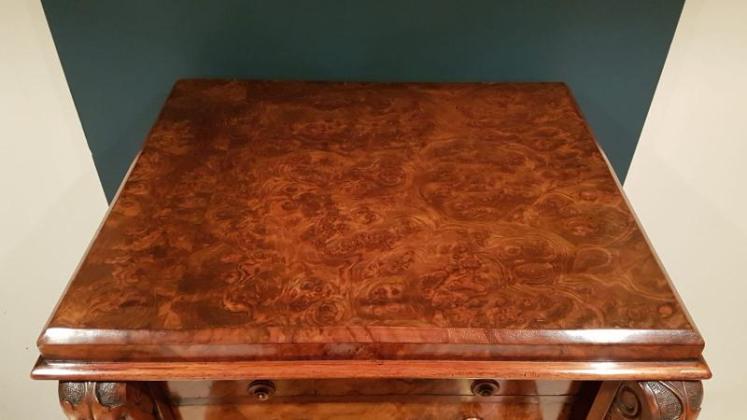 Early Victorian Burr Walnut Secretaire Wellington Chest - Image 3