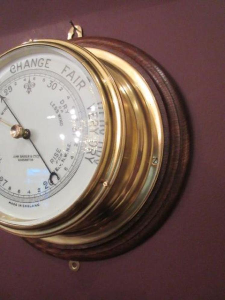 Antique Barker's of London Bulkhead Marine Barometer - Image 5
