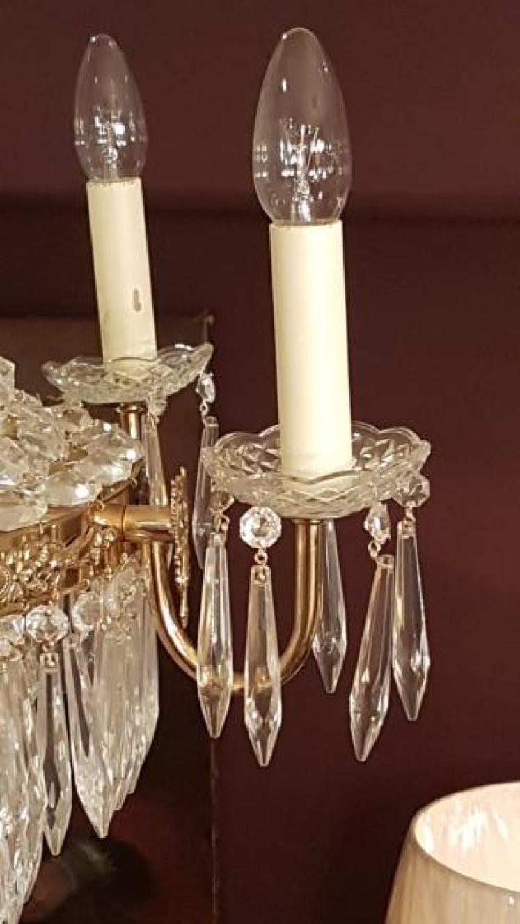 Antique Cut Crystal and Brass Chandelier - Image 7