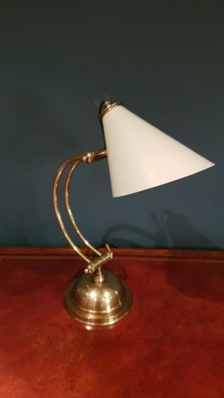 Retro Brass and Grey Metal Shade Desk Lamp OUT OF STOCK - Image 1