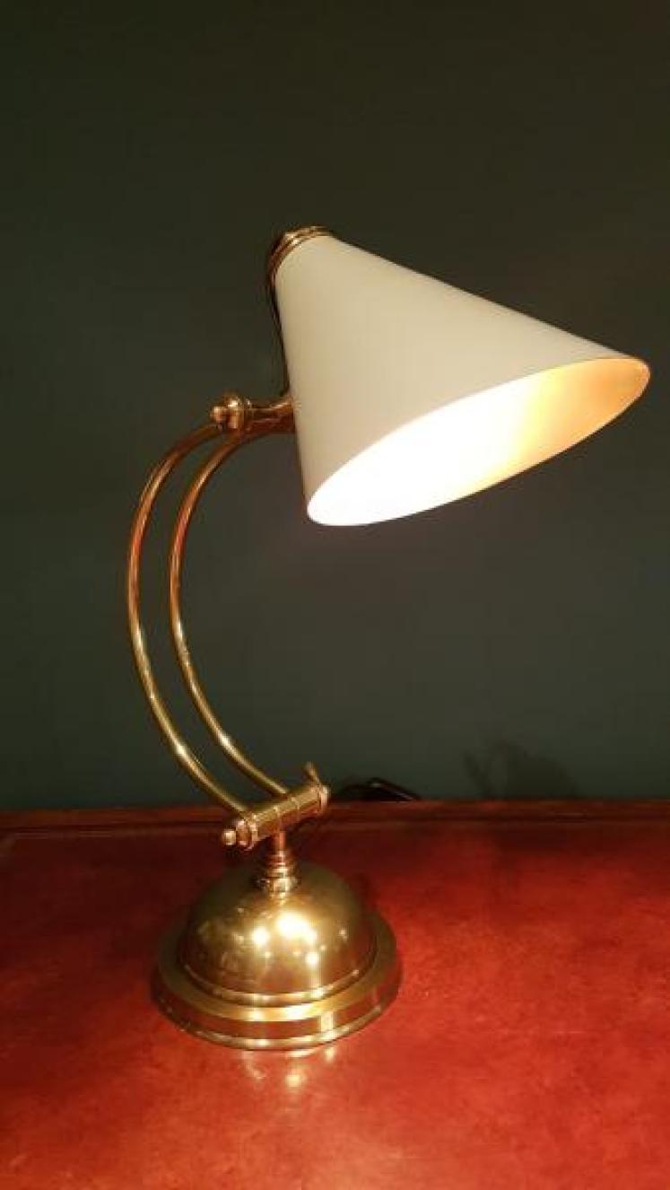 Retro Brass and Grey Metal Shade Desk Lamp OUT OF STOCK - Image 2