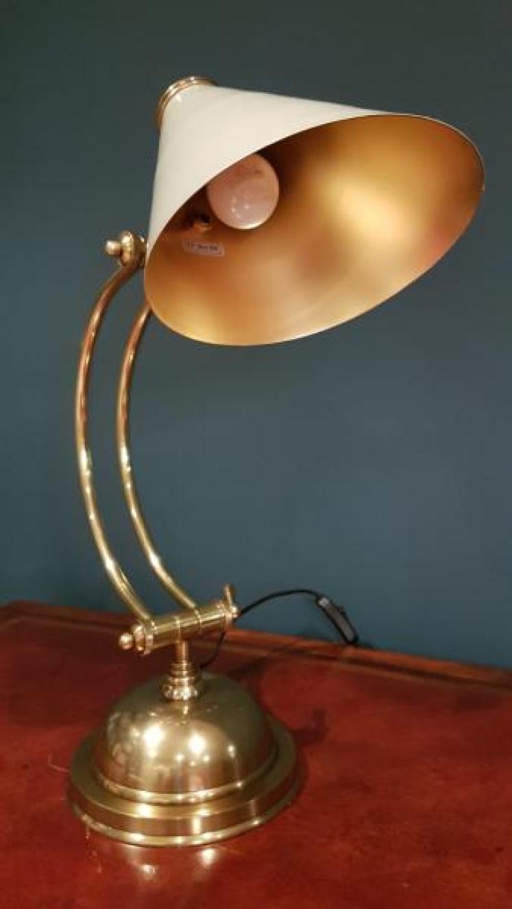 Retro Brass and Grey Metal Shade Desk Lamp OUT OF STOCK - Image 3