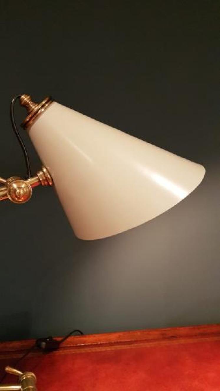 Retro Brass and Grey Metal Shade Desk Lamp OUT OF STOCK - Image 4
