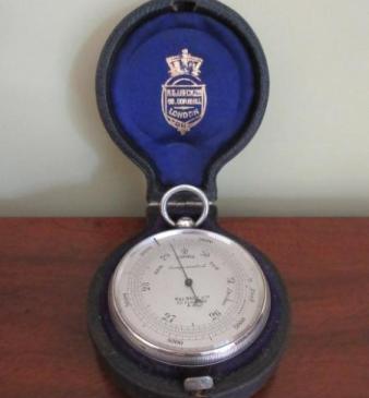 Superb Antique Silver Pocket Barometer & Case