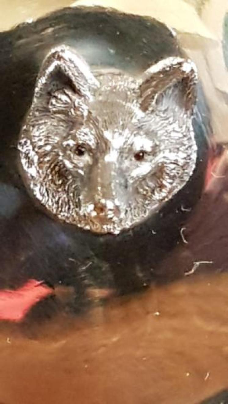 Antique Fox Head with Ruby Eyes Pin Cuff Links Dish - Image 6