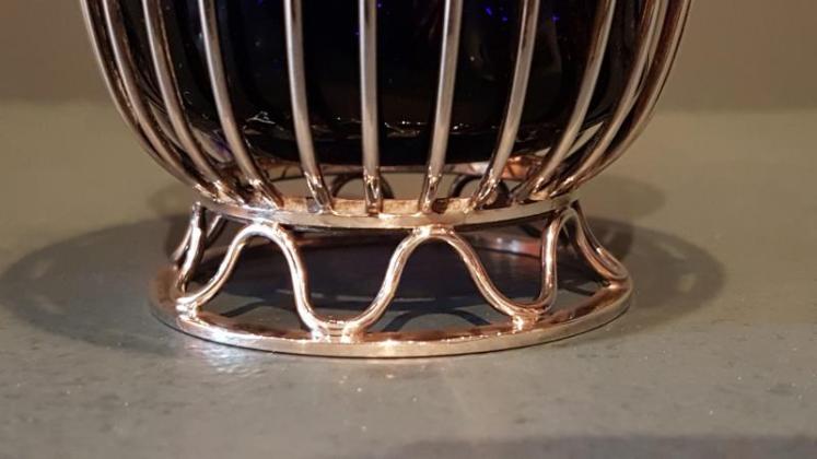 Edwardian Silver & Bristol Blue Glass Basket - Image 3