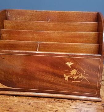 Late Victorian Inlaid Mahogany Stationary Rack