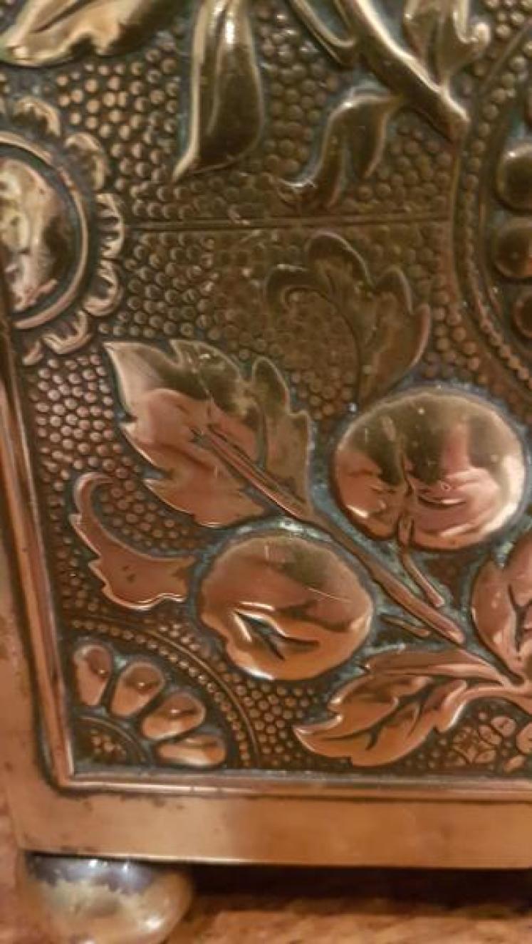 Antique Embossed Brass Planter - Image 4