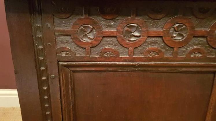 George I Period Oak Three Panel Coffer - Image 4