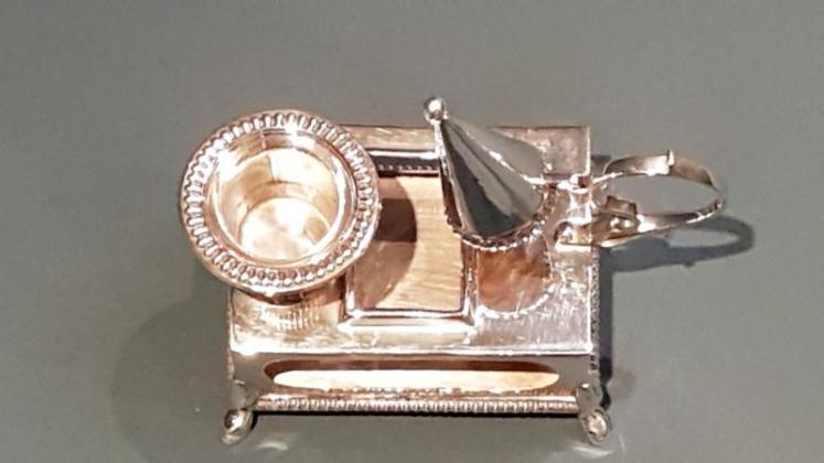 Unusual Victorian Silver Desktop Candlestick and Matchbox Stand  - Image 2