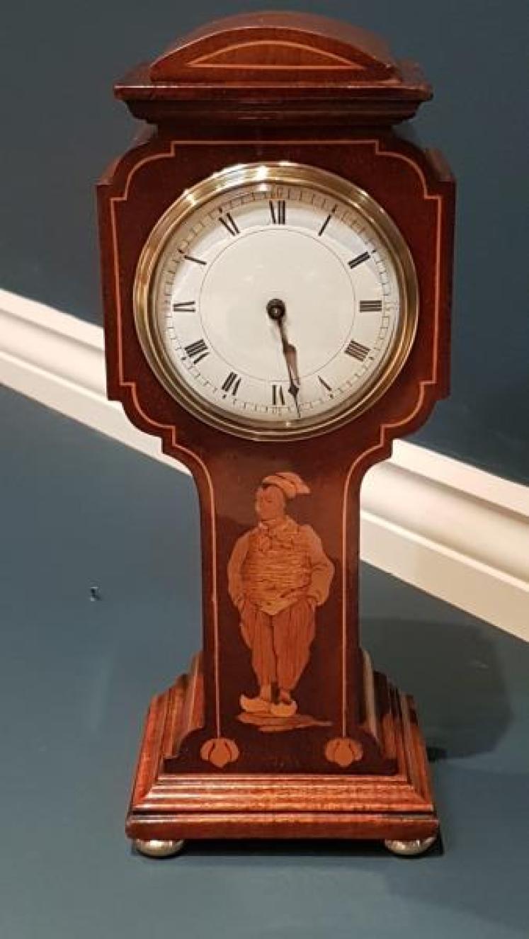 Superb Edwardian Mantel Clock with Inlaid Oriental Figure - Image 1