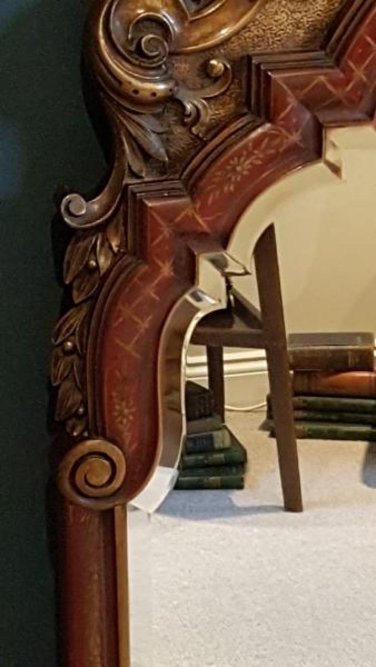 Superb Carved Timber Gilt Pediment Chinoiserie Mirror - Image 4