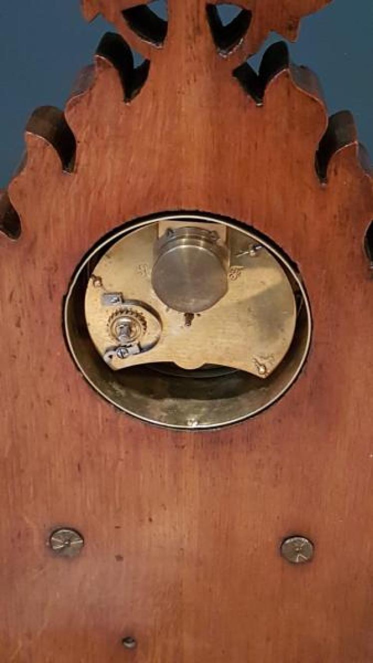Victorian Carved Oak Desktop Clock and Barometer - Image 5