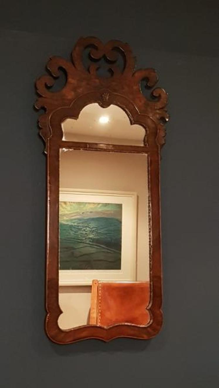 Antique George III Walnut Framed Mirror - Image 1