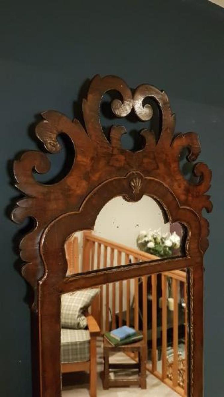 Antique George III Walnut Framed Mirror - Image 2