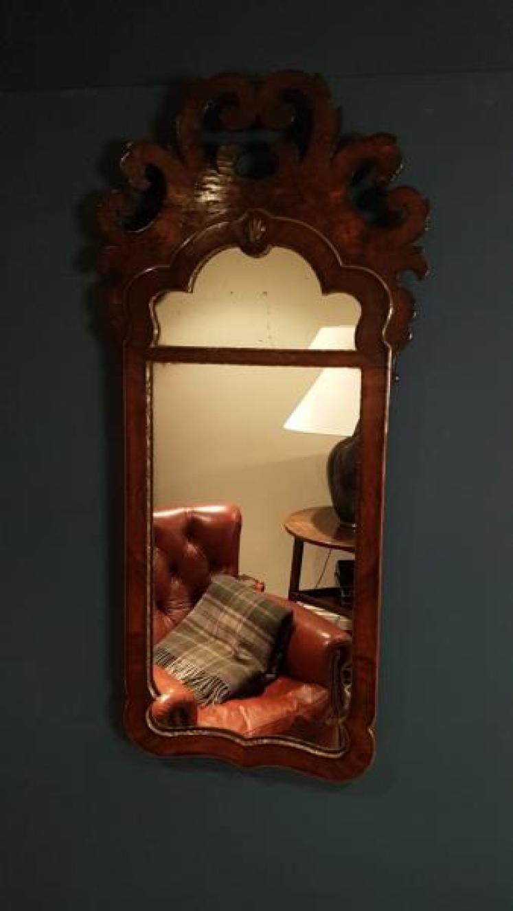 Antique George III Walnut Framed Mirror - Image 5