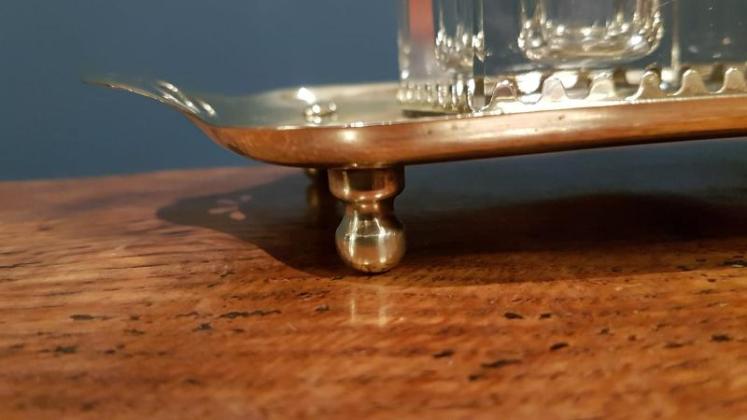 Large Art Nouveau Brass and Cut Crystal Ink Stand - Image 6