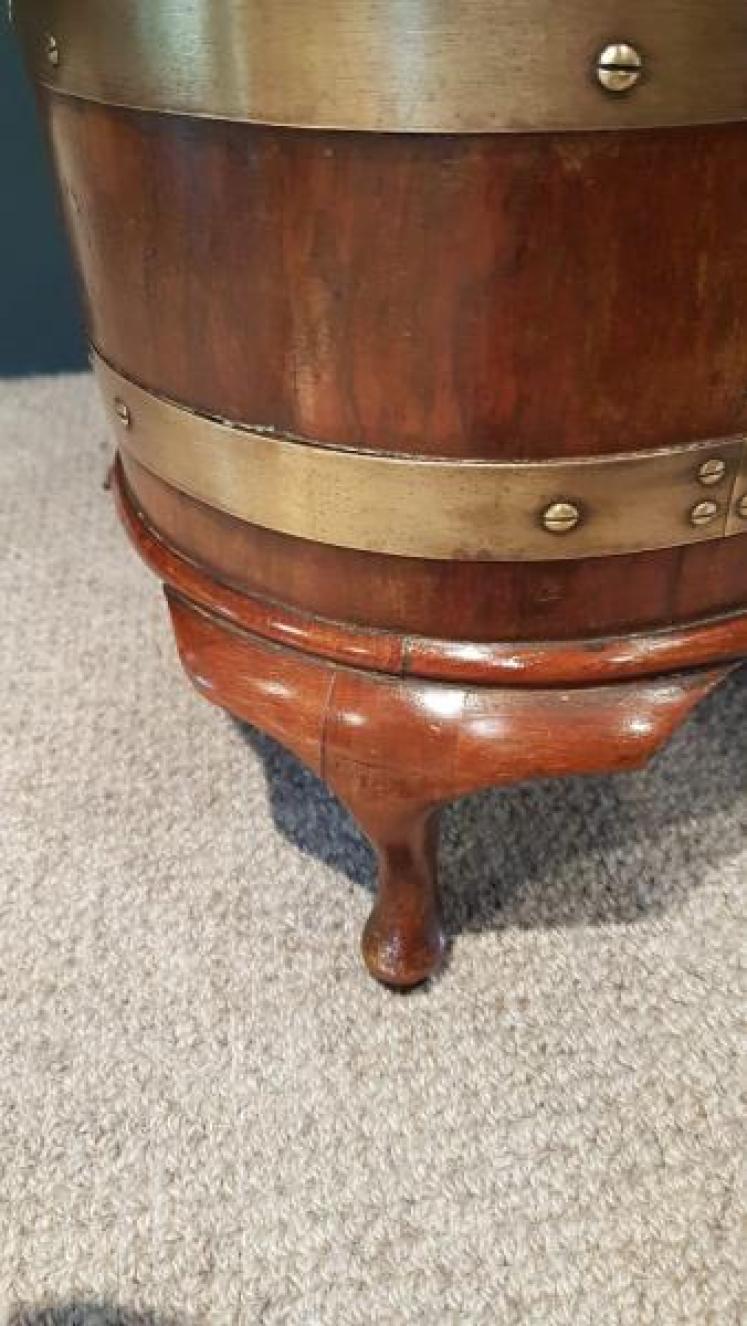 Antique Brass Bound Mahogany Planter and Liner - Image 6