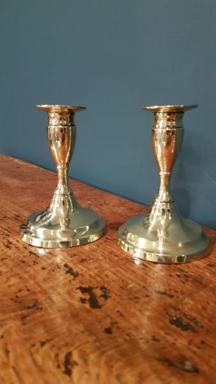 Pair of Regency Period Brass Candlesticks - Image 1