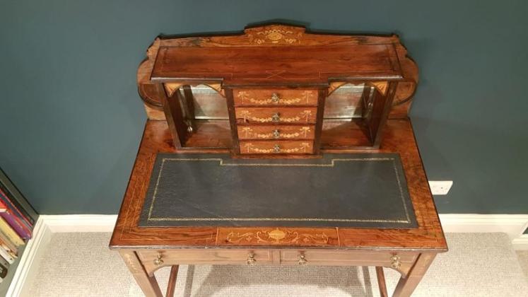 Antique Inlaid Rosewood Writing Desk - Image 4