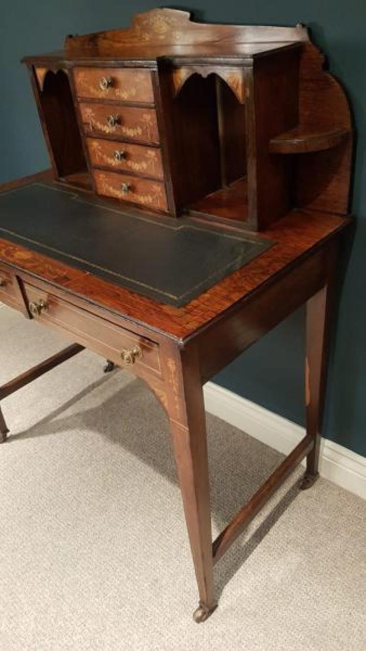 Antique Inlaid Rosewood Writing Desk - Image 5