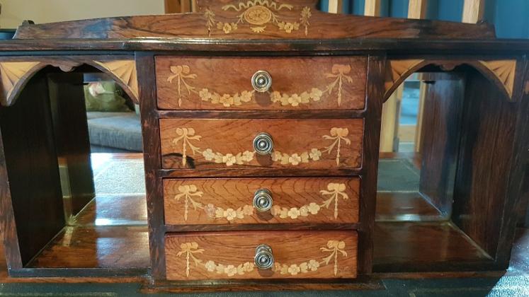 Antique Inlaid Rosewood Writing Desk - Image 7