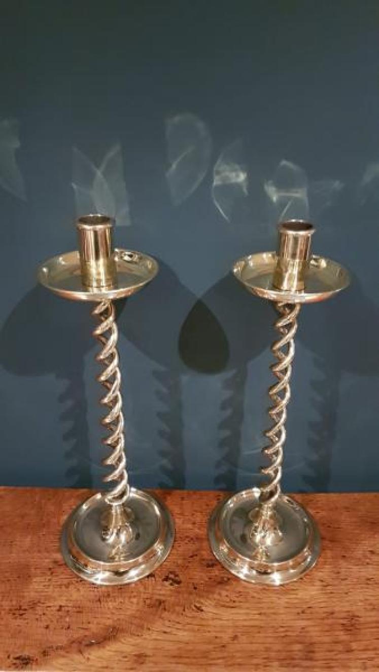 Impressive pair of Large Brass Candlesticks - Image 1