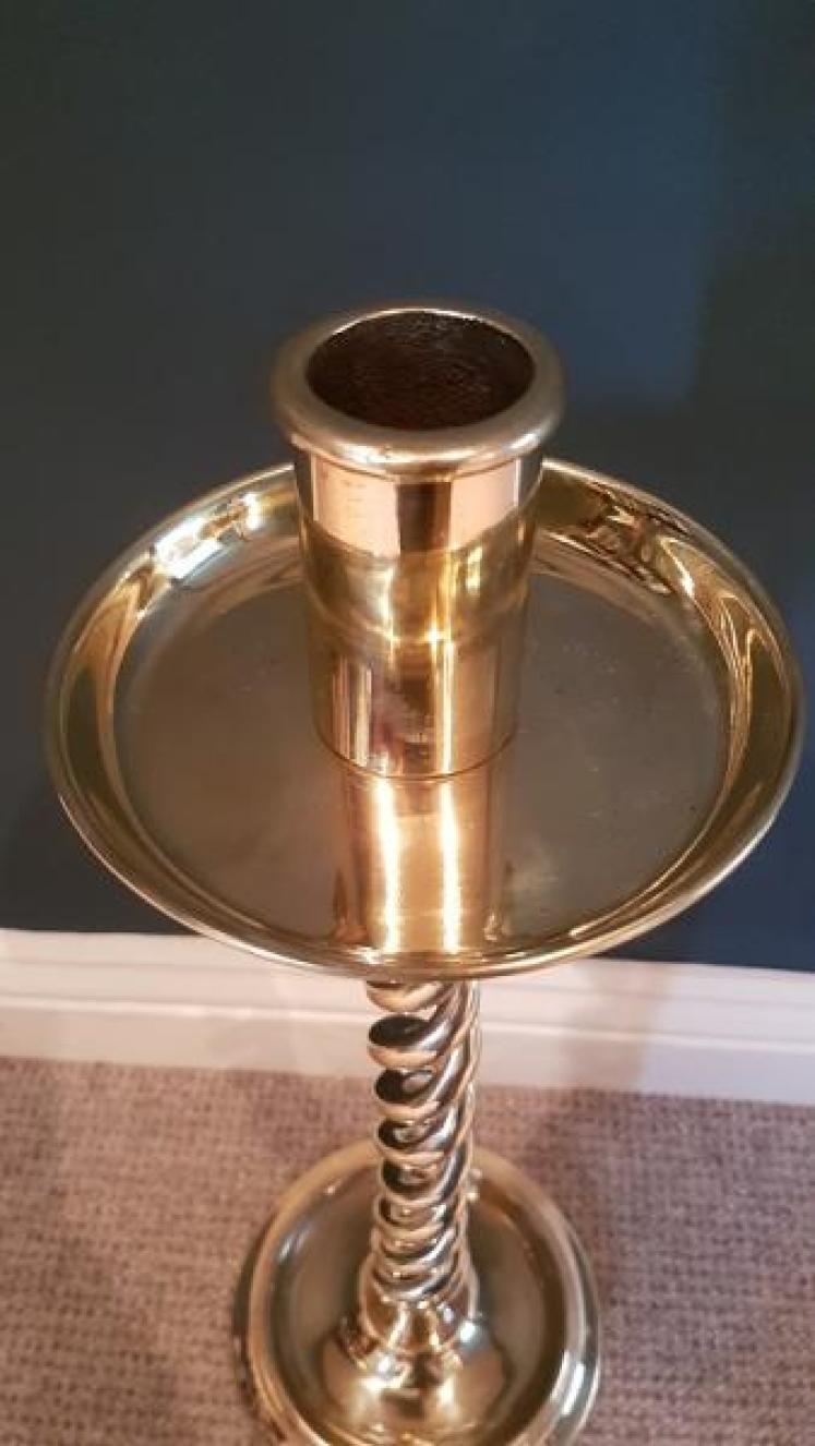 Impressive pair of Large Brass Candlesticks - Image 6