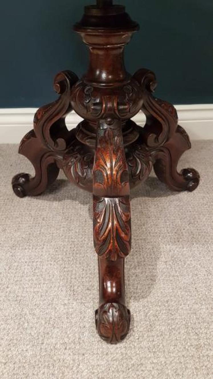 Antique Carved Mahogany Revolving Stool  - Image 4