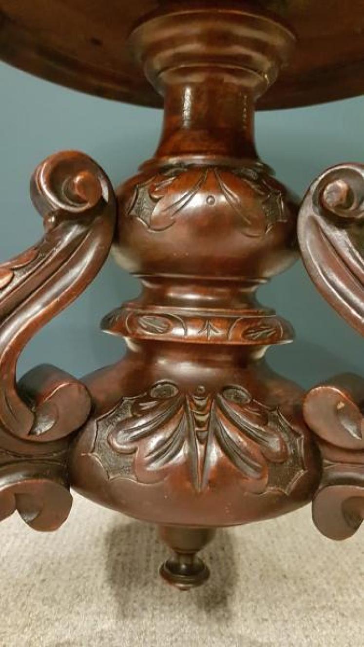 Antique Carved Mahogany Revolving Stool  - Image 6