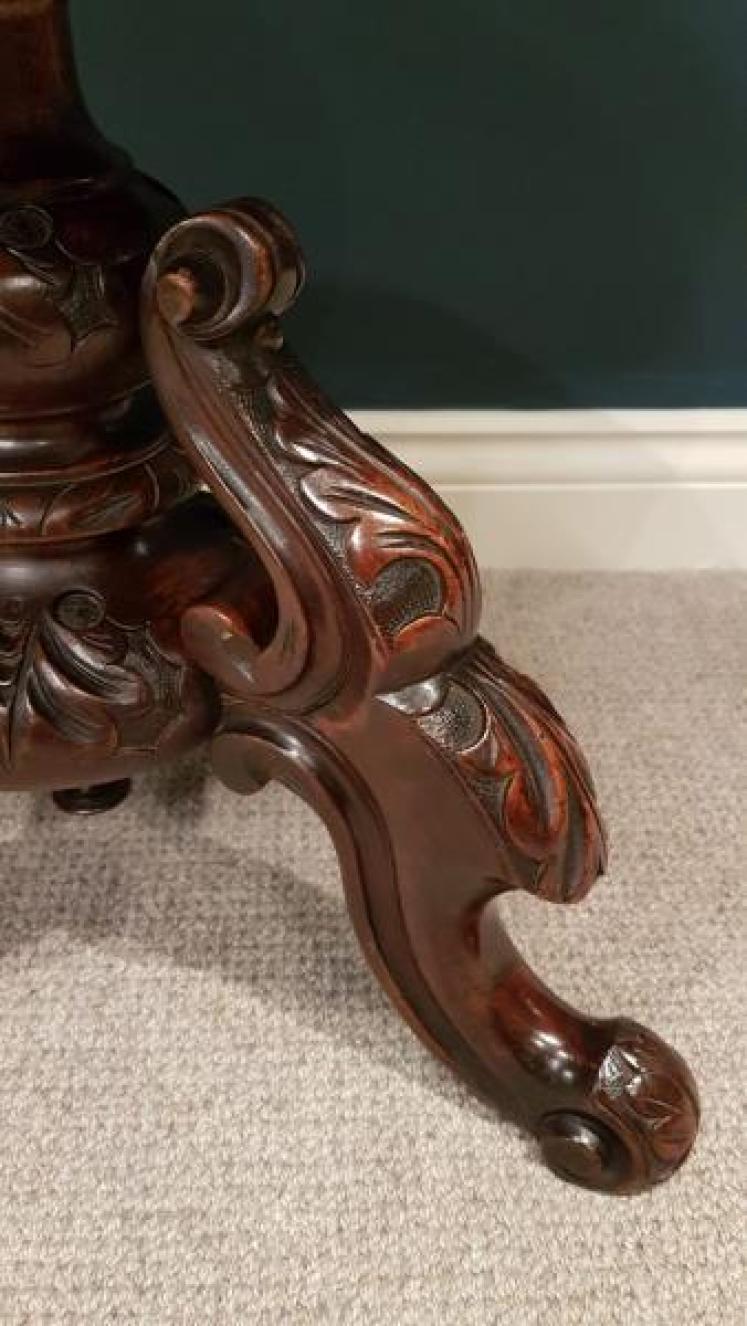 Antique Carved Mahogany Revolving Stool  - Image 7