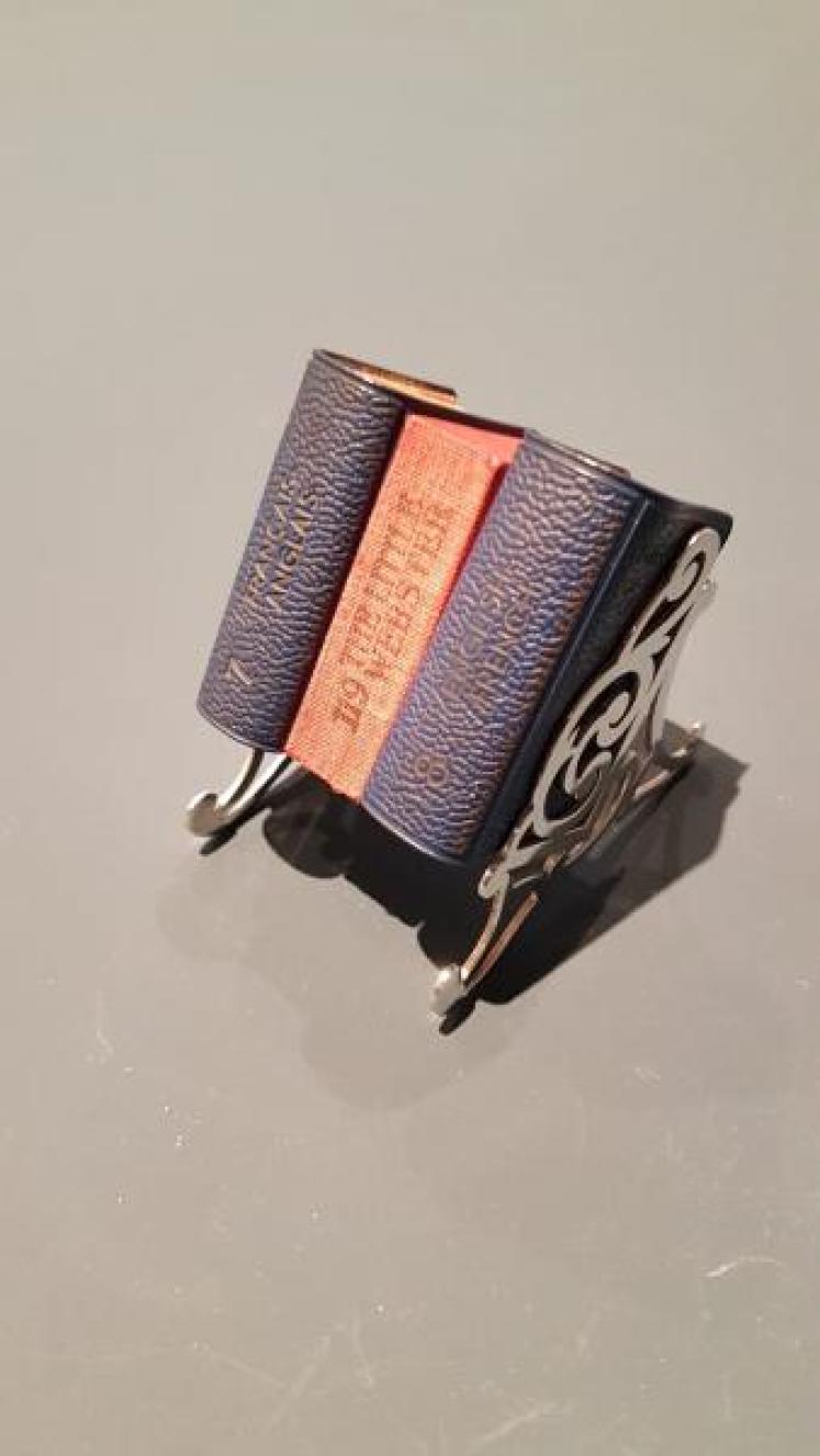 Antique Silver Miniature Book Rack and Books - Image 2