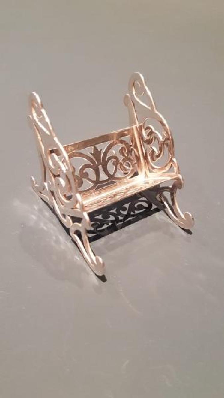 Antique Silver Miniature Book Rack and Books - Image 4