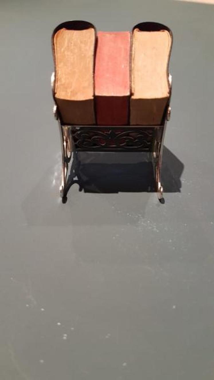 Antique Silver Miniature Book Rack and Books - Image 6