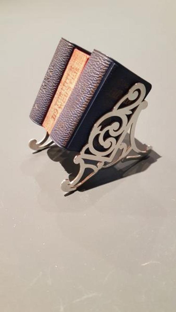 Antique Silver Miniature Book Rack and Books - Image 7