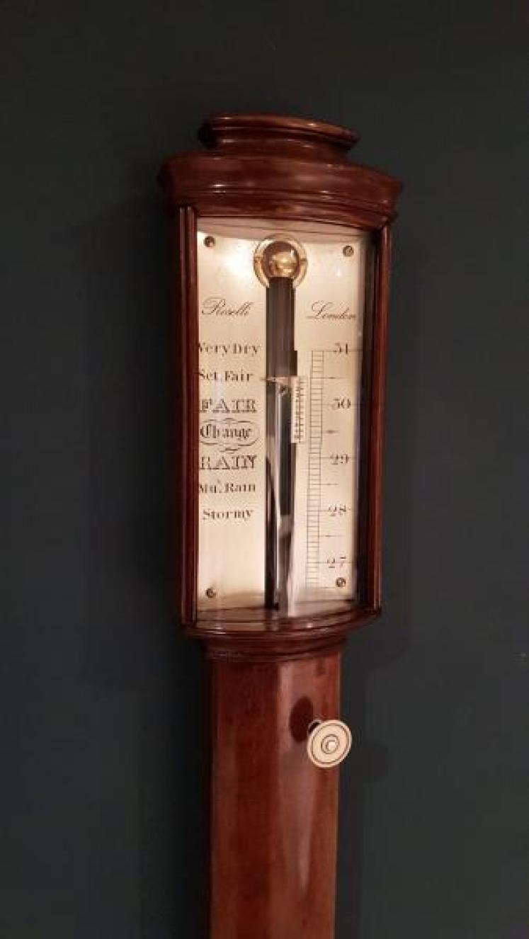 Fine Quality Antique Bow Front Mahogany Stick Barometer - Image 3
