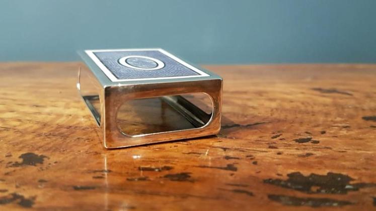Sampson and Morden Silver and Engine Turned Enamel Match Box Holder - Image 2