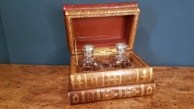 Antique Leather Books Liqueur Tantalus - Image 1