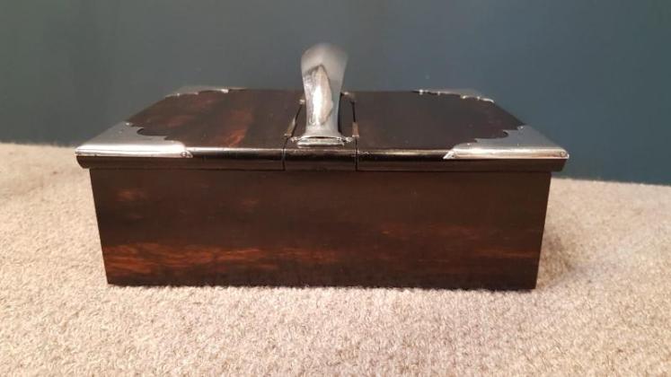 Victorian Solid Silver Coromandel Mounted Cigar Box - Image 2
