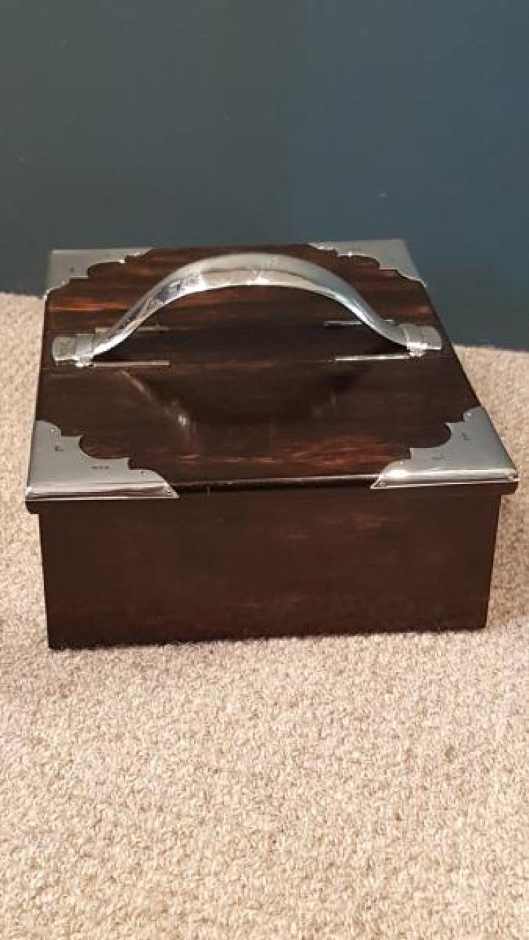 Victorian Solid Silver Coromandel Mounted Cigar Box - Image 7