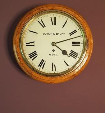 Victorian Oak Cased Hull Single Fusse Dial Clock