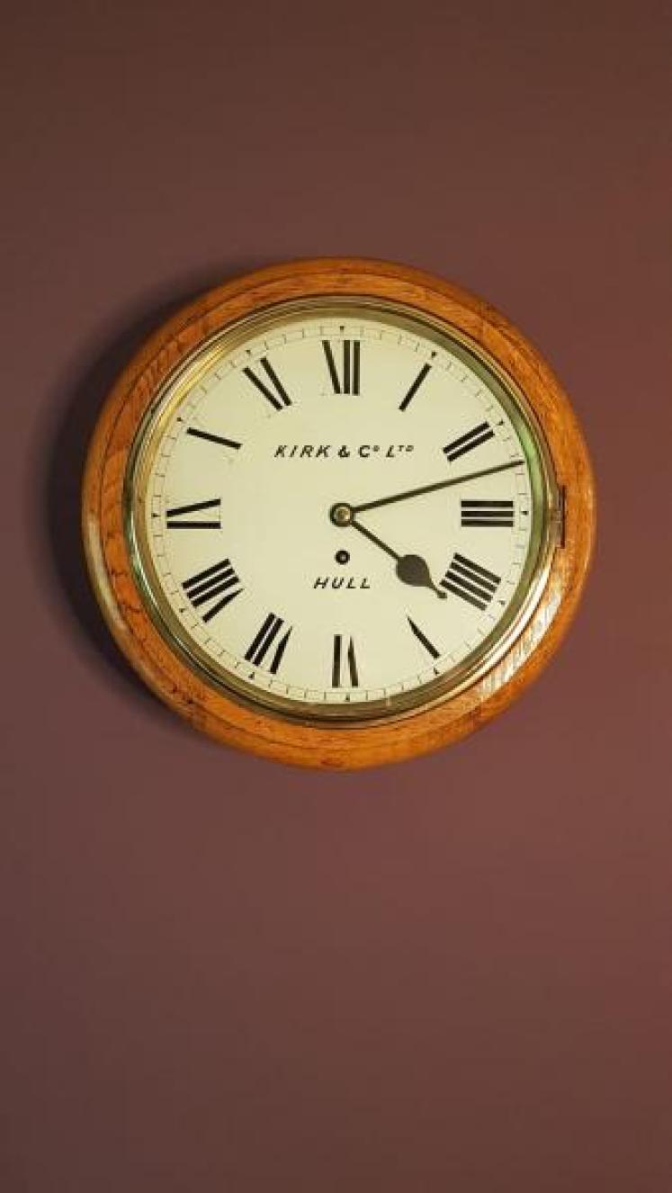 Victorian Oak Cased Hull Single Fusse Dial Clock - Image 1