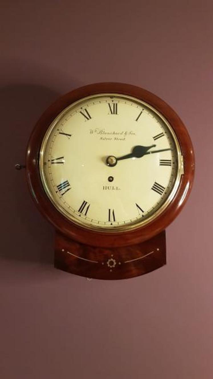 Early Victorian Mahogany 8" Single Fusse Drop Dial Wall Clock - Image 1