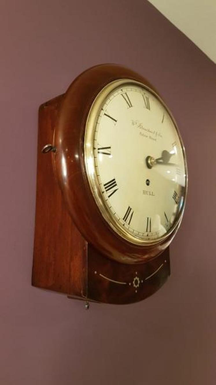 Early Victorian Mahogany 8" Single Fusse Drop Dial Wall Clock - Image 3