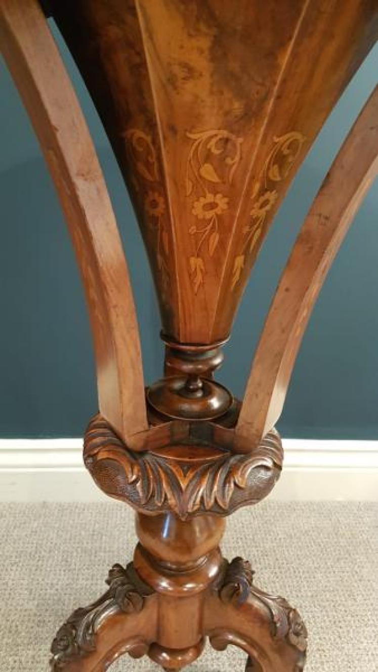 Superb Antique Inlaid Burr Walnut Work Table - Image 5