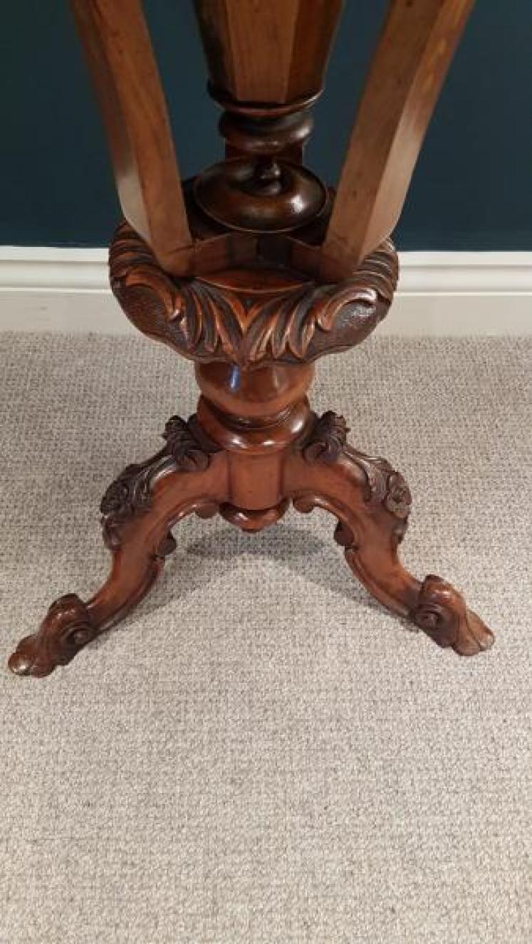 Superb Antique Inlaid Burr Walnut Work Table - Image 7
